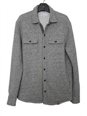Canadiana Men's Quilted Button-Front Shirt Jacket - Gray Sz Medium